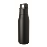 Thermoflasche aus recyceltem Edelstahl mit Trageschlaufe und leicht zu öffnendem Deckel 500 ml farbe schwarz achte Ansicht