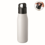 Thermoflasche aus recyceltem Edelstahl mit Trageschlaufe und leicht zu öffnendem Deckel 500 ml farbe weiß