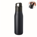 Thermoflasche aus recyceltem Edelstahl mit Trageschlaufe und leicht zu öffnendem Deckel 500 ml farbe marineblau