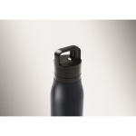 Thermoflasche aus recyceltem Edelstahl mit Trageschlaufe und leicht zu öffnendem Deckel 500 ml farbe marineblau drittes Detailbild