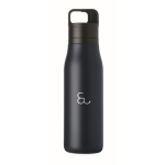 Thermoflasche aus recyceltem Edelstahl mit Trageschlaufe und leicht zu öffnendem Deckel 500 ml farbe marineblau Hauptansicht fünfte Ansicht