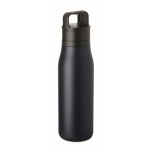 Thermoflasche aus recyceltem Edelstahl mit Trageschlaufe und leicht zu öffnendem Deckel 500 ml farbe marineblau achte Ansicht