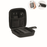 Reiseset mit magnetischer Powerbank, 5.000 mAh, und USB-C-Ladegerät farbe schwarz