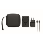 Reiseset mit magnetischer Powerbank, 5.000 mAh, und USB-C-Ladegerät farbe schwarz siebte Ansicht