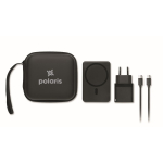 Reiseset mit magnetischer Powerbank, 5.000 mAh, und USB-C-Ladegerät farbe schwarz Hauptansicht