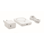 Reiseset mit magnetischer Powerbank, 5.000 mAh, und USB-C-Ladegerät farbe weiß dritte Ansicht