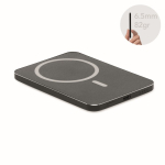 Ultraflache magnetische Powerbank aus recyceltem Aluminium mit Kabel, 5.000 mAh farbe schwarz