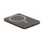 Ultraflache magnetische Powerbank aus recyceltem Aluminium mit Kabel, 5.000 mAh farbe schwarz