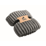Gestreifte Fleecedecke mit Band und Kraftkarte 450 g/m² farbe dunkelgrau zweite Hauptansicht