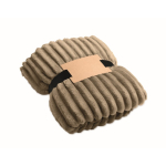 Gestreifte Fleecedecke mit Band und Kraftkarte 450 g/m² farbe khaki