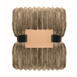 Gestreifte Fleecedecke mit Band und Kraftkarte 450 g/m² farbe khaki zweite Ansicht