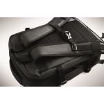 Erweiterbarer Rucksack aus RPET 600D mit Fächern und Trolleyband 20 L farbe schwarz Detailbild