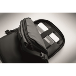 Erweiterbarer Rucksack aus RPET 600D mit Fächern und Trolleyband 20 L farbe schwarz Detailbild