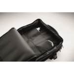 Erweiterbarer Rucksack aus RPET 600D mit Fächern und Trolleyband 20 L farbe schwarz Detailbild