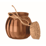Kerzenhalter aus Glas mit Korkdeckel und Vanilleduftkerze farbe braun