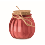 Kerzenhalter aus Glas mit Korkdeckel und Vanilleduftkerze farbe rot