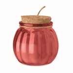 Kerzenhalter aus Glas mit Korkdeckel und Vanilleduftkerze farbe rot