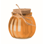 Kerzenhalter aus Glas mit Korkdeckel und Vanilleduftkerze farbe orange