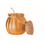 Kerzenhalter aus Glas mit Korkdeckel und Vanilleduftkerze farbe orange dritte Ansicht