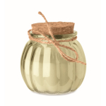 Kerzenhalter aus Glas mit Korkdeckel und Vanilleduftkerze farbe beige