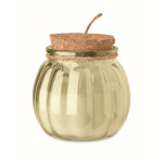Kerzenhalter aus Glas mit Korkdeckel und Vanilleduftkerze farbe beige