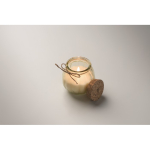Kerzenhalter aus Glas mit Korkdeckel und Vanilleduftkerze farbe beige viertes Detailbild