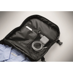 Erweiterbarer Kabinenrucksack aus RPET 600D mit mehreren Taschen 20 L farbe schwarz achtes Detailbild