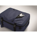 Erweiterbarer Kabinenrucksack aus RPET 600D mit mehreren Taschen 20 L farbe blau Detailbild