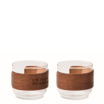 Set aus 2 Kaffeetassen aus Glas mit Band aus Walnussholz 120 ml farbe holzton Ansicht mit Druckbereich