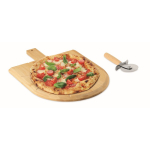 Bambus-Pizzabrett mit Pizzaschneider aus Edelstahl farbe holzton zweite Ansicht