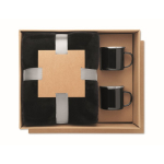 Geschenkset mit Fleecedecke und zwei emaillierten Metalltassen à 350 ml farbe schwarz zweite Ansicht