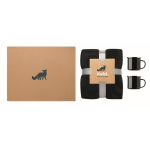 Geschenkset mit Fleecedecke und zwei emaillierten Metalltassen à 350 ml farbe schwarz Hauptansicht dritte Ansicht