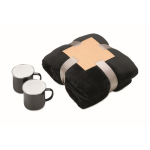 Geschenkset mit Fleecedecke und zwei emaillierten Metalltassen à 350 ml farbe schwarz neunte Ansicht