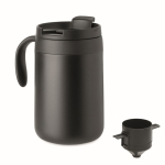 Thermobecher aus Edelstahl mit wiederverwendbarem Kaffeefilter 450 ml farbe schwarz