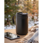 Thermobecher aus Edelstahl mit wiederverwendbarem Kaffeefilter 450 ml farbe schwarz Stimmungsbild zweite Ansicht