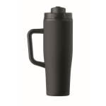 Auslaufsicherer Thermobecher aus recyceltem Edelstahl mit Griff und Strohhalm 900 ml farbe schwarz sechste Ansicht