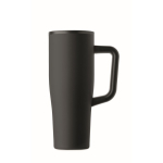 Auslaufsicherer Thermobecher aus recyceltem Edelstahl mit Griff und Strohhalm 900 ml farbe schwarz
