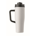Auslaufsicherer Thermobecher aus recyceltem Edelstahl mit Griff und Strohhalm 900 ml farbe weiß sechste Ansicht