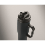 Auslaufsicherer Thermobecher aus recyceltem Edelstahl mit Griff und Strohhalm 900 ml farbe marineblau drittes Detailbild