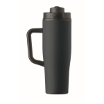 Auslaufsicherer Thermobecher aus recyceltem Edelstahl mit Griff und Strohhalm 900 ml farbe marineblau sechste Ansicht