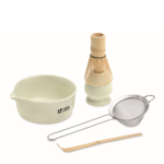 Matcha-Set mit 5 Teilen aus Keramik und Bambus in Geschenkbox farbe mintgrün Ansicht mit Druckbereich