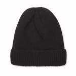 Unisex-Polyester-Mütze mit Fleecefutter, Umschlag und Einheitsgröße farbe schwarz zweite Ansicht