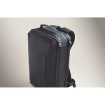 Laptoprucksack mit PU-Details und Trolley-Schlaufe für 15 Zoll farbe blau drittes Detailbild