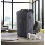 Laptoprucksack mit PU-Details und Trolley-Schlaufe für 15 Zoll farbe blau Stimmungsbild Hauptansicht
