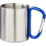 Doppelwandiger Isolierbecher mit integriertem Karabinergriff, 200 ml farbe blau