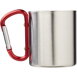 Doppelwandiger Isolierbecher mit integriertem Karabinergriff, 200 ml farbe rot zweite Rückansicht