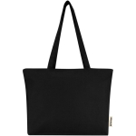 Baumwolltasche mit Reißverschluss und langen Henkeln, 320 g/m² farbe schwarz zweite Vorderansicht