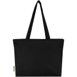 Baumwolltasche mit Reißverschluss und langen Henkeln, 320 g/m² farbe schwarz zweite Rückansicht