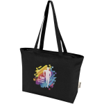 Baumwolltasche mit Reißverschluss und langen Henkeln, 320 g/m² farbe schwarz