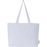 Baumwolltasche mit Reißverschluss und langen Henkeln, 320 g/m² farbe weiß zweite Vorderansicht